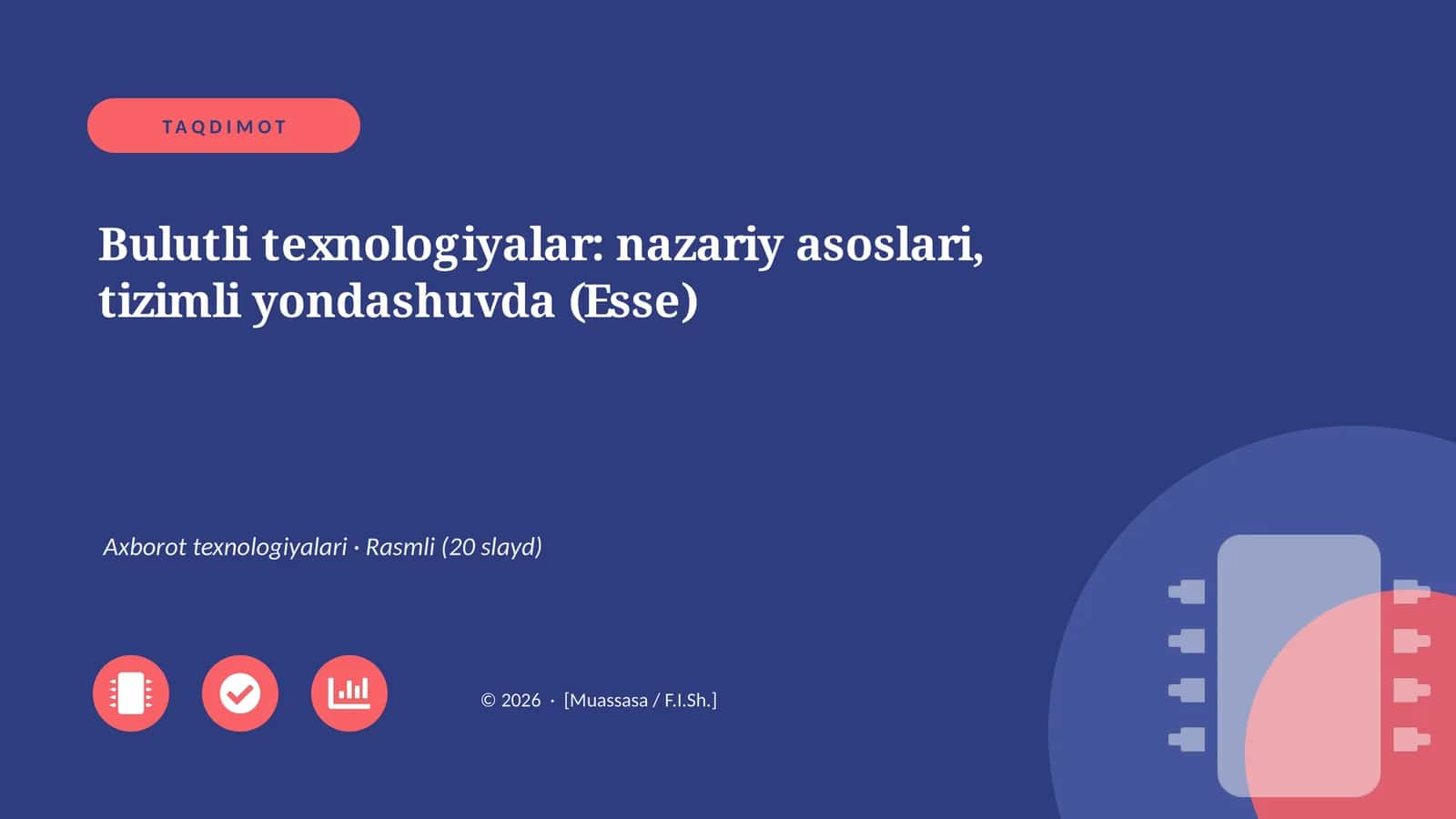 Bulutli texnologiyalar: nazariy asoslari, tizimli yondashuvda (Esse) 1