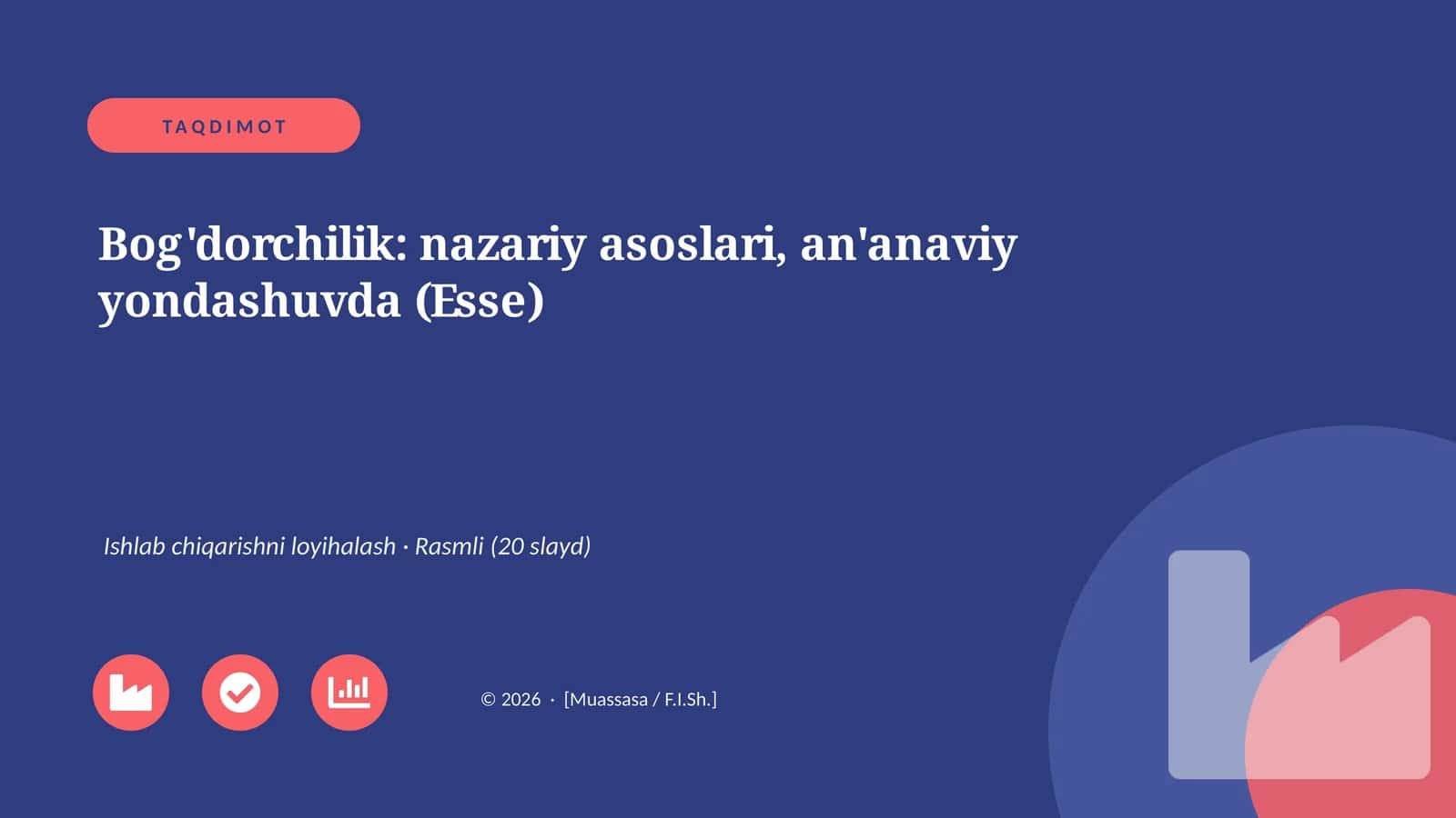 Bog'dorchilik: nazariy asoslari, an'anaviy yondashuvda (Esse) 1