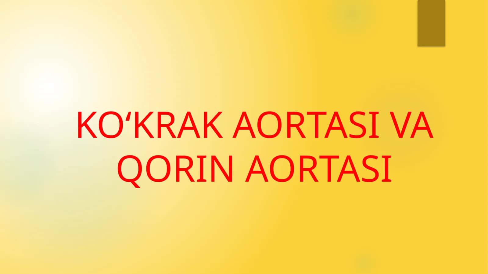 KOʻKRAK AORTASI VA QORIN AORTASI 1