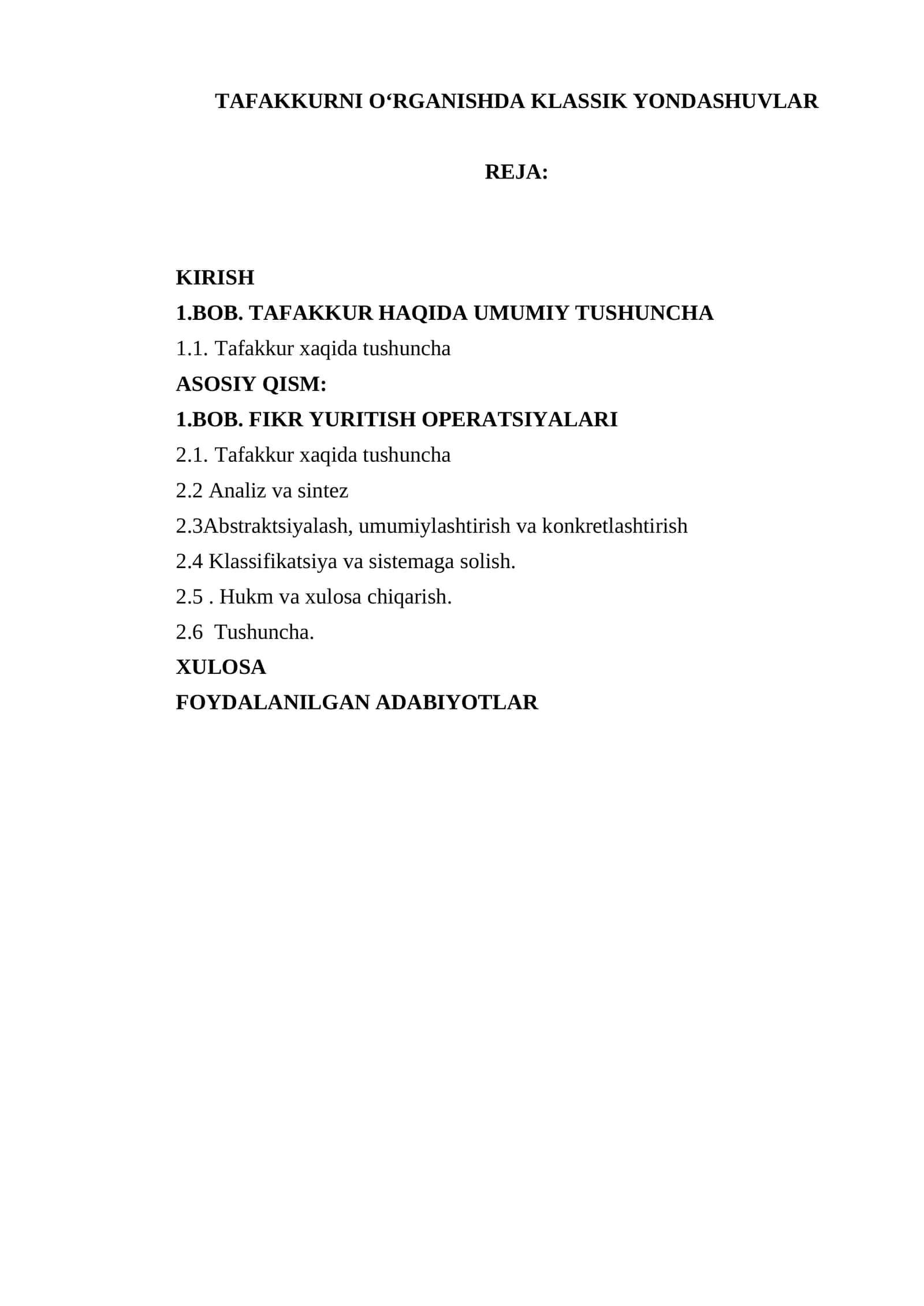 Tafakkurni O‘rganishda Klassik Yondashuvlar 1