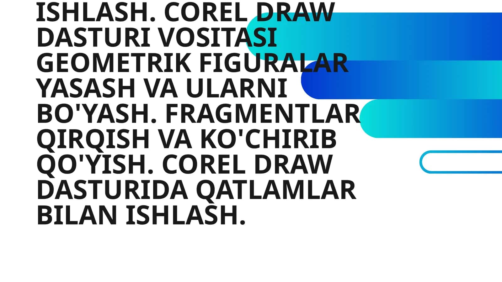 COREL DRAW DASTURI YORDAMIDA MATNLAR BILAN ISHLASH USULLARINI O'RGANISH VA ULAR USTIDA ISHLASH 1