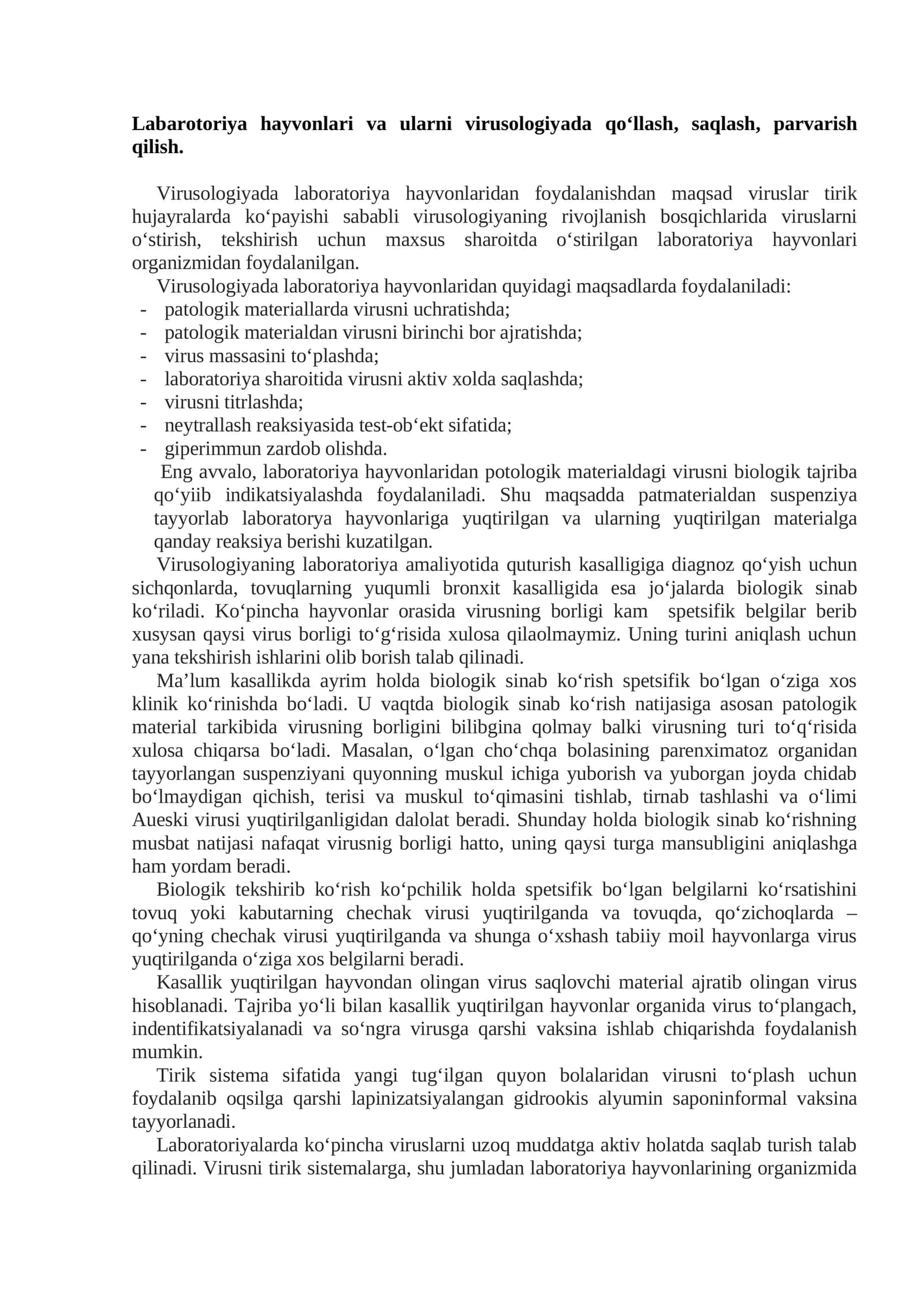 Laboratoriya hayvonlari virusologiyada 1