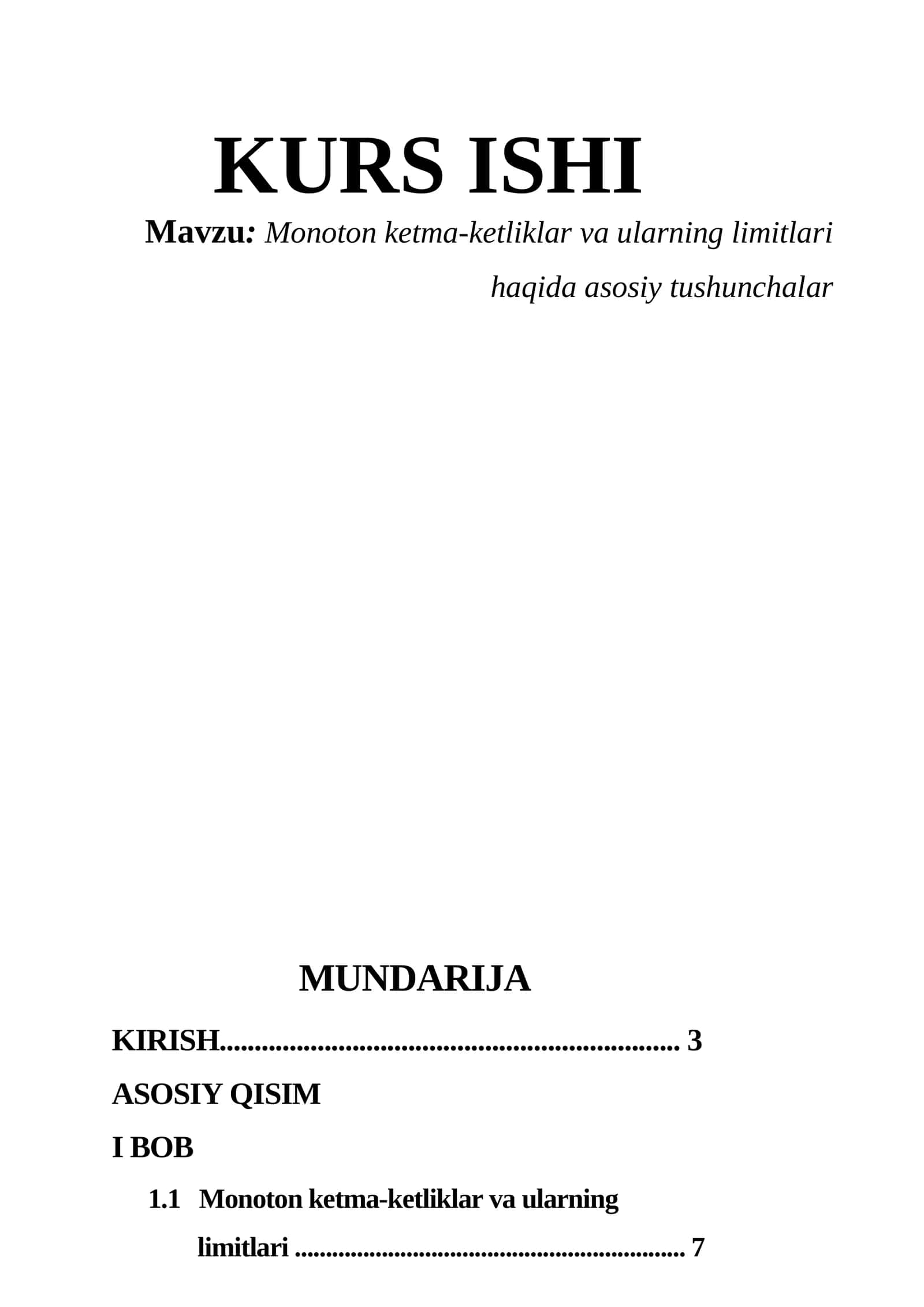 Monoton ketma-ketliklar va ularning limitlari haqida asosiy tushunchalar 1