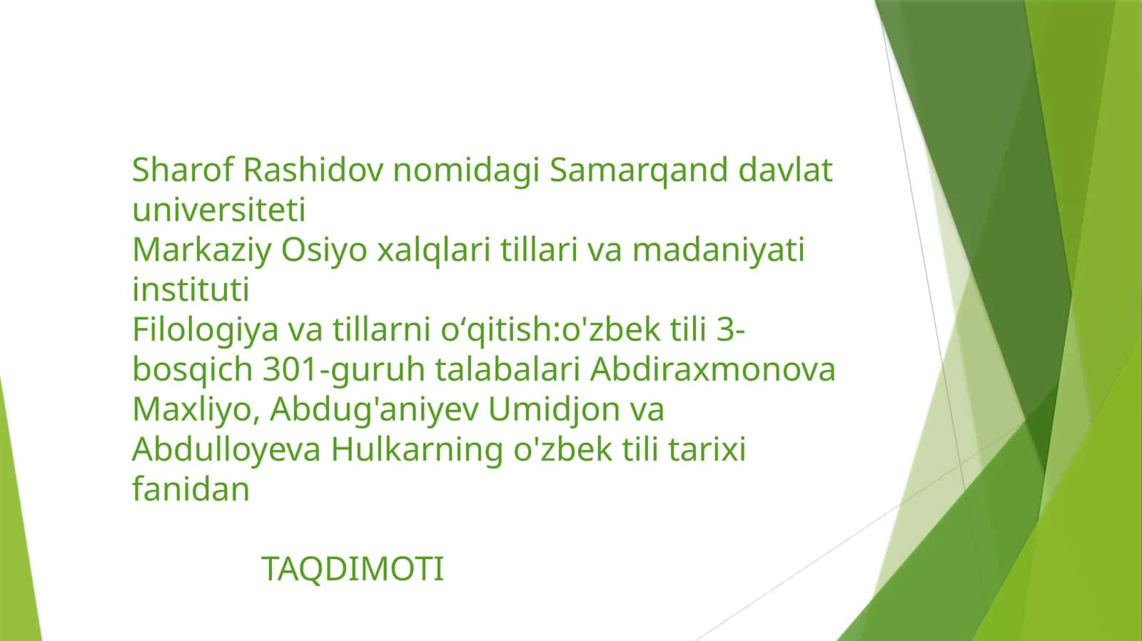 Filologiya va tillar ni o'qitish: o'zbek tili 1