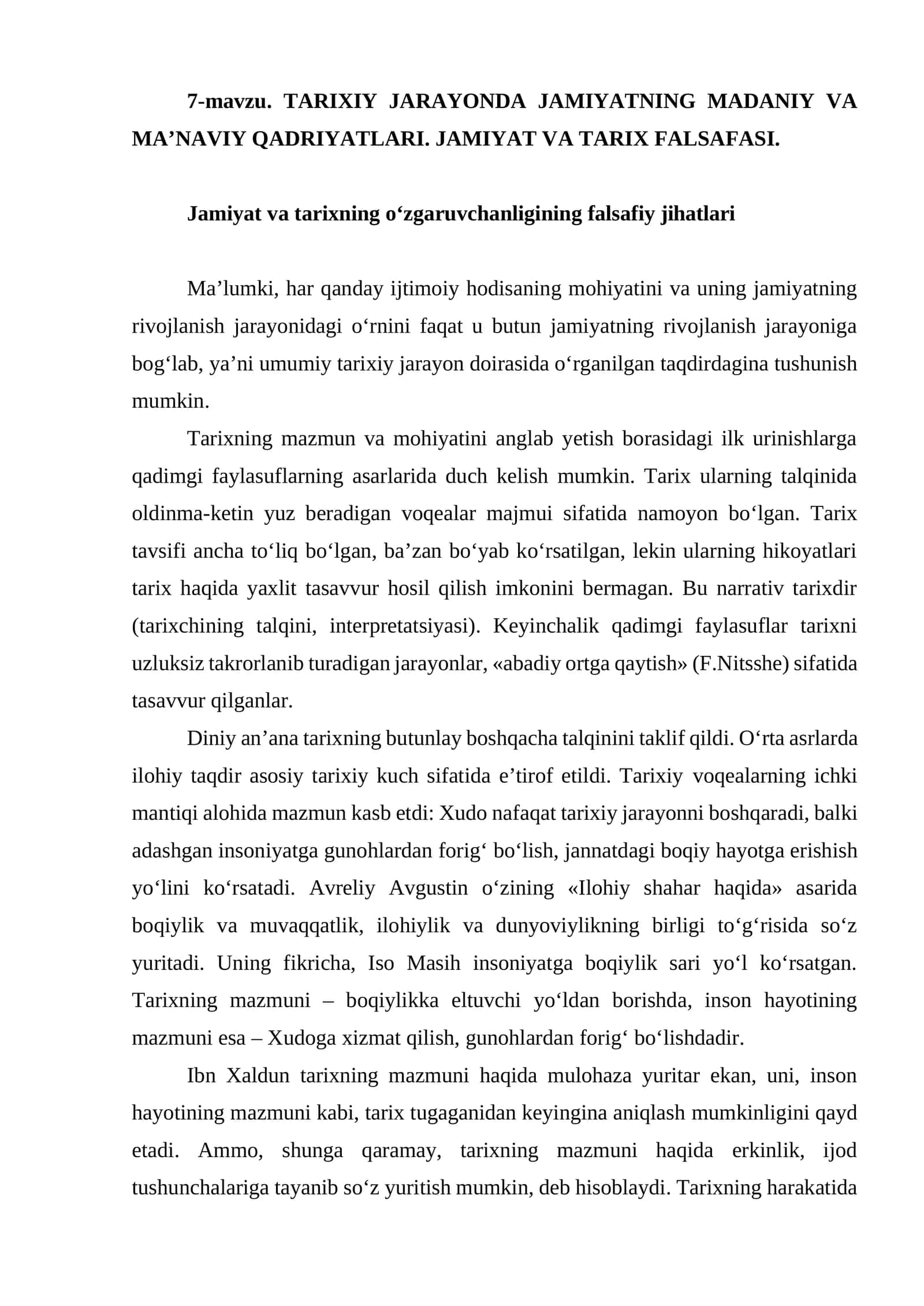 TARIXIY JARAYONDA JAMIYATNING MADANIY VA MA’NAVIY QADRIYATLARI 1