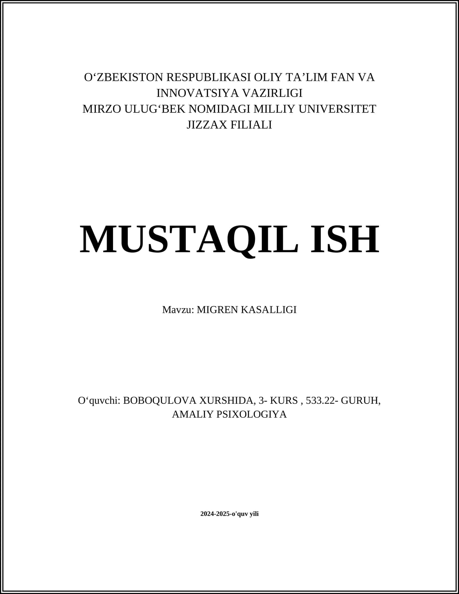 MIGREN KASALLIGI 1
