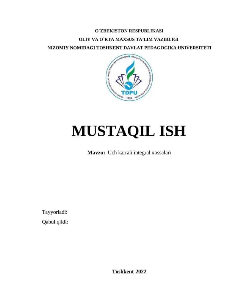 Uch karrali integral xossalari 1