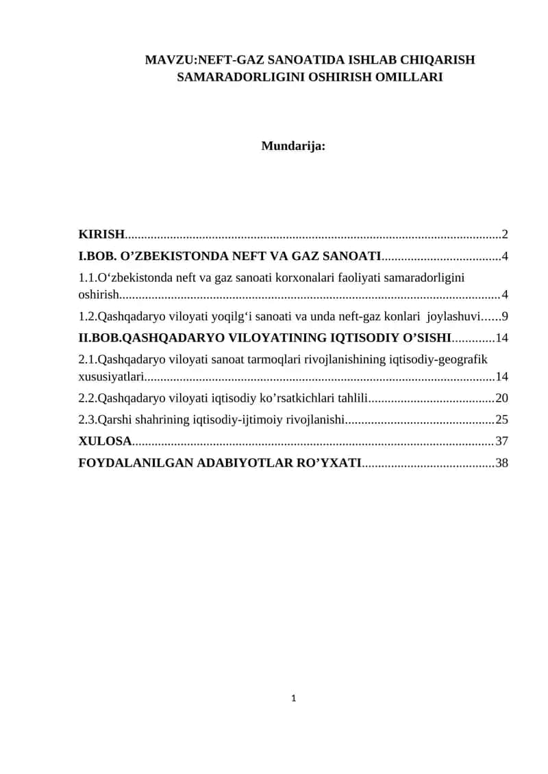 NEFT-GAZ SANOATIDA ISHLAB CHIQARISH SAMARADORLIGINI OSHIRISH OMILLARI 1