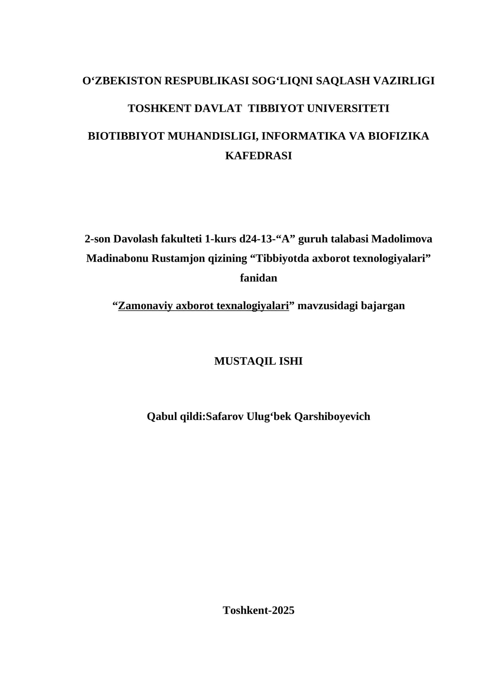 Zamonaviy axborot texnalogiyalari 1