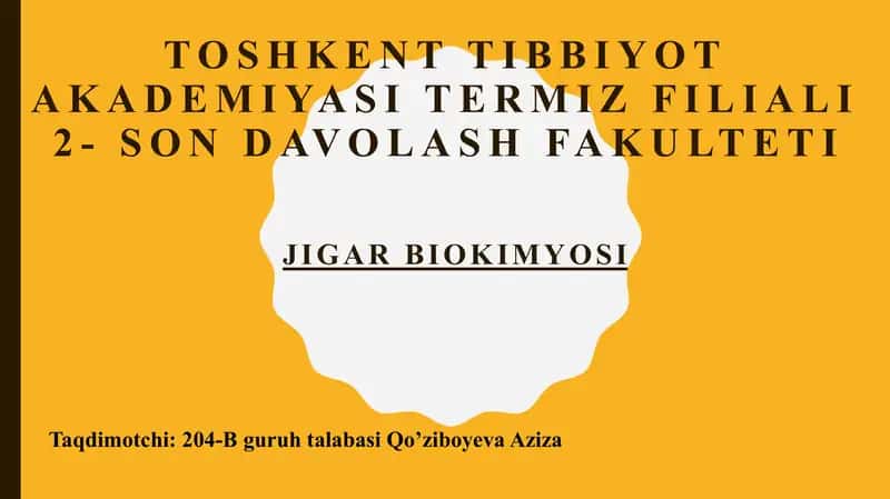 Jigar biokimyosi 1