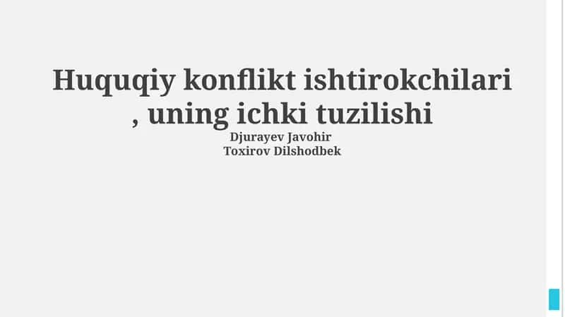 Huquqiy nizolar ishtirokchilari 1