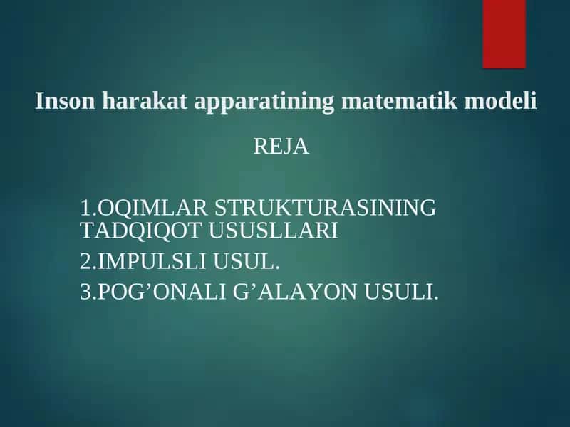 Inson harakat apparatining matematik modeli 1