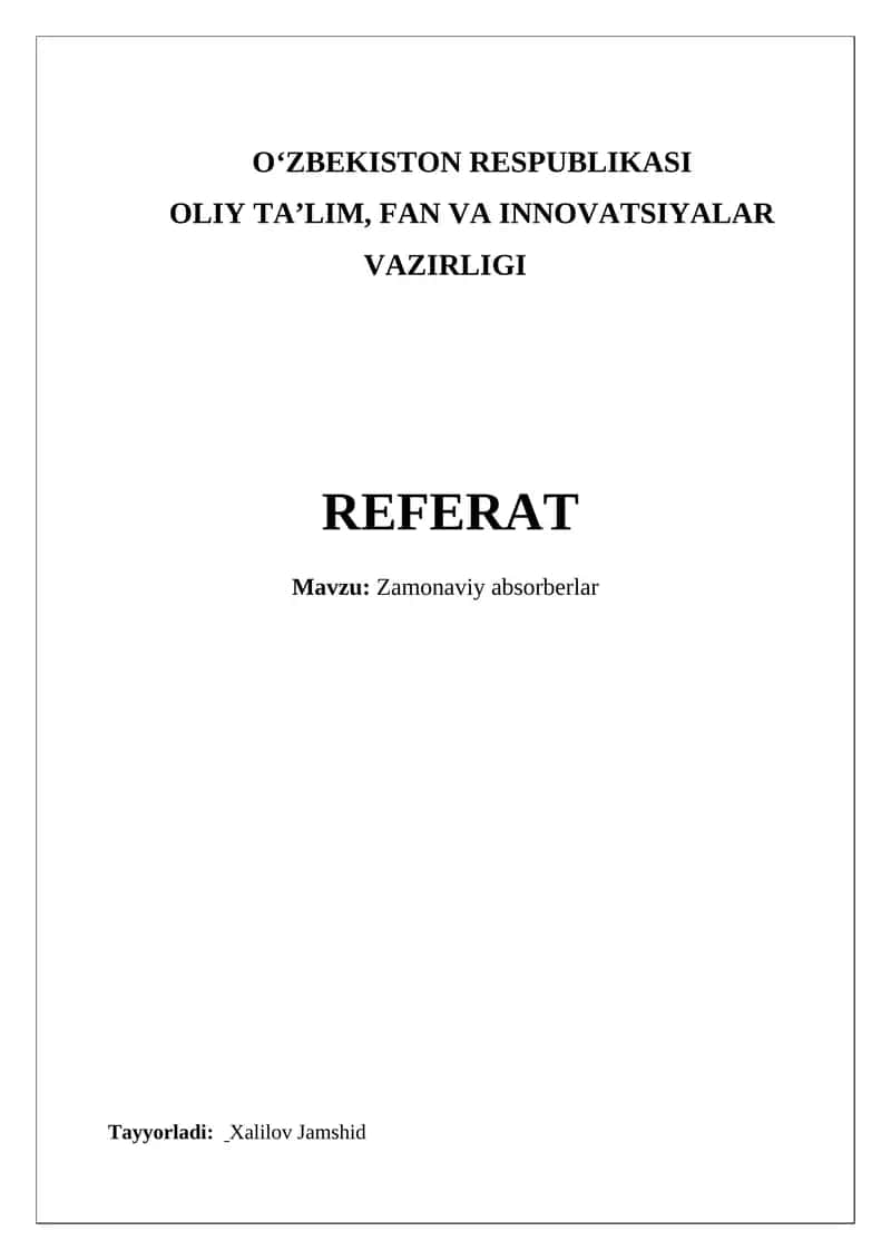 Zamonaviy absorberlar 1