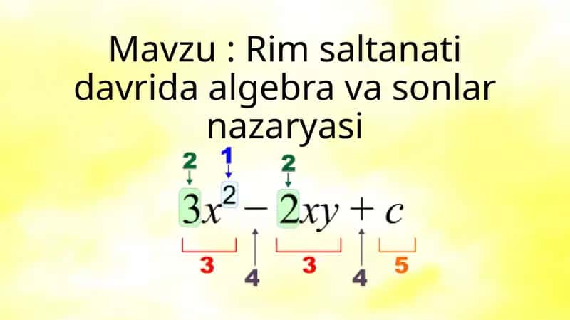 Rim saltanati davrida algebra va sonlar nazaryasi 1