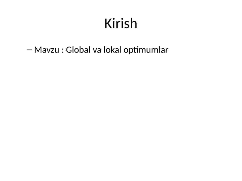 Global va lokal optimumlar 1