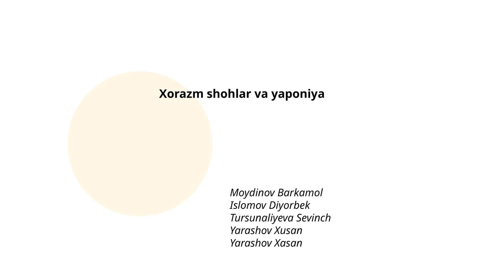 Xorazm shohlar va yaponiya 1