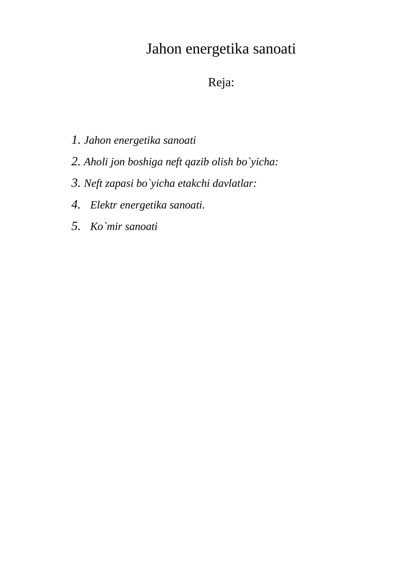 Jahon energetika sanoati 1