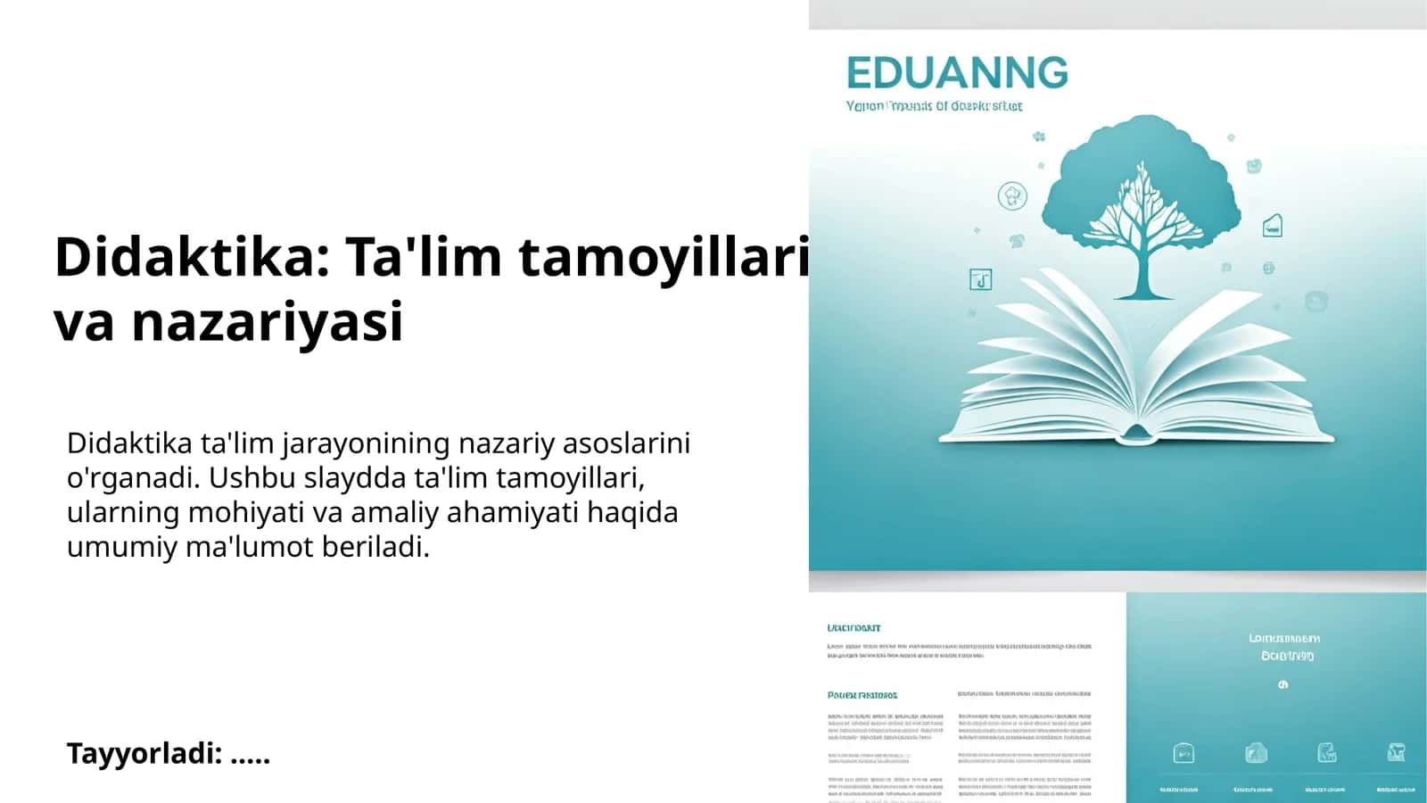 Didaktika: Ta'lim tamoyillari va nazariyasi 1