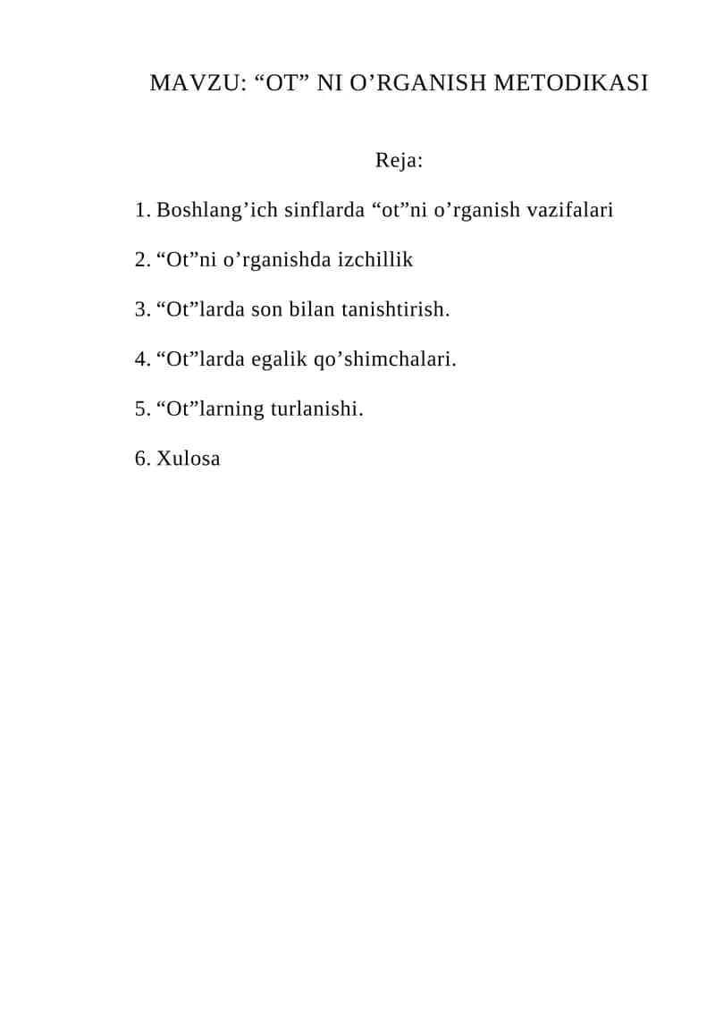 “OT” NI O’RGANISH METODIKASI 1