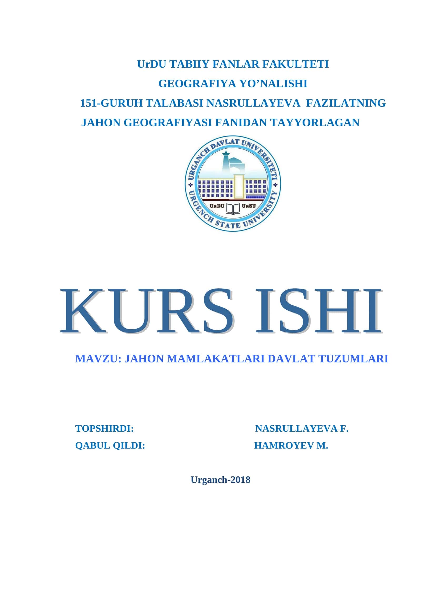 Jahon mamlakatlari davlat tuzumlari 1