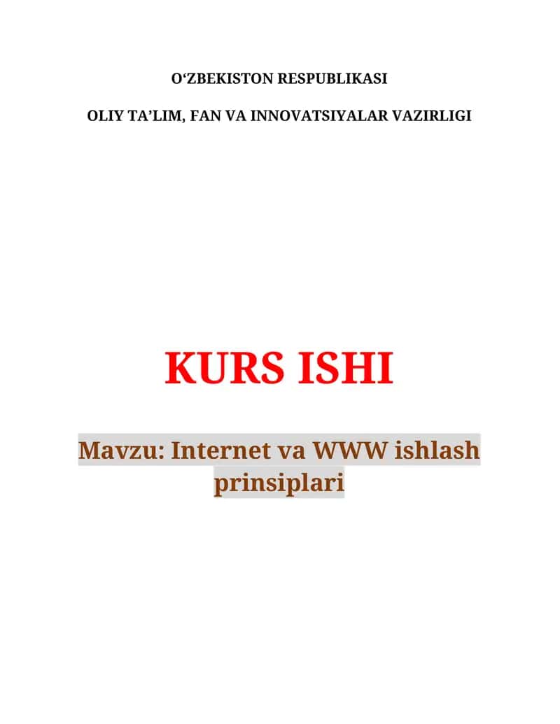 Internet va WWW ishlash prinsiplari 1