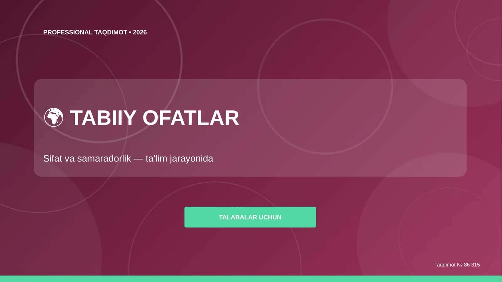 TABIIY OFATLAR 1