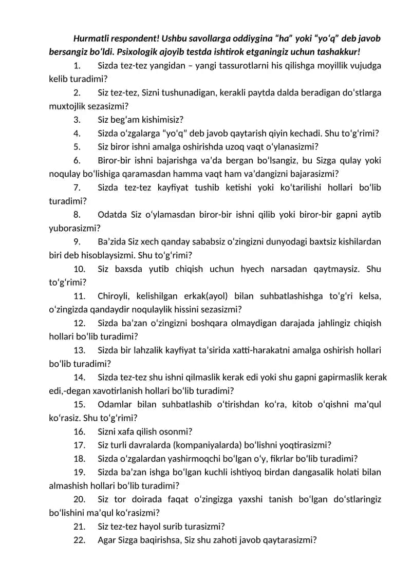 Psixologik ajoyib test 1