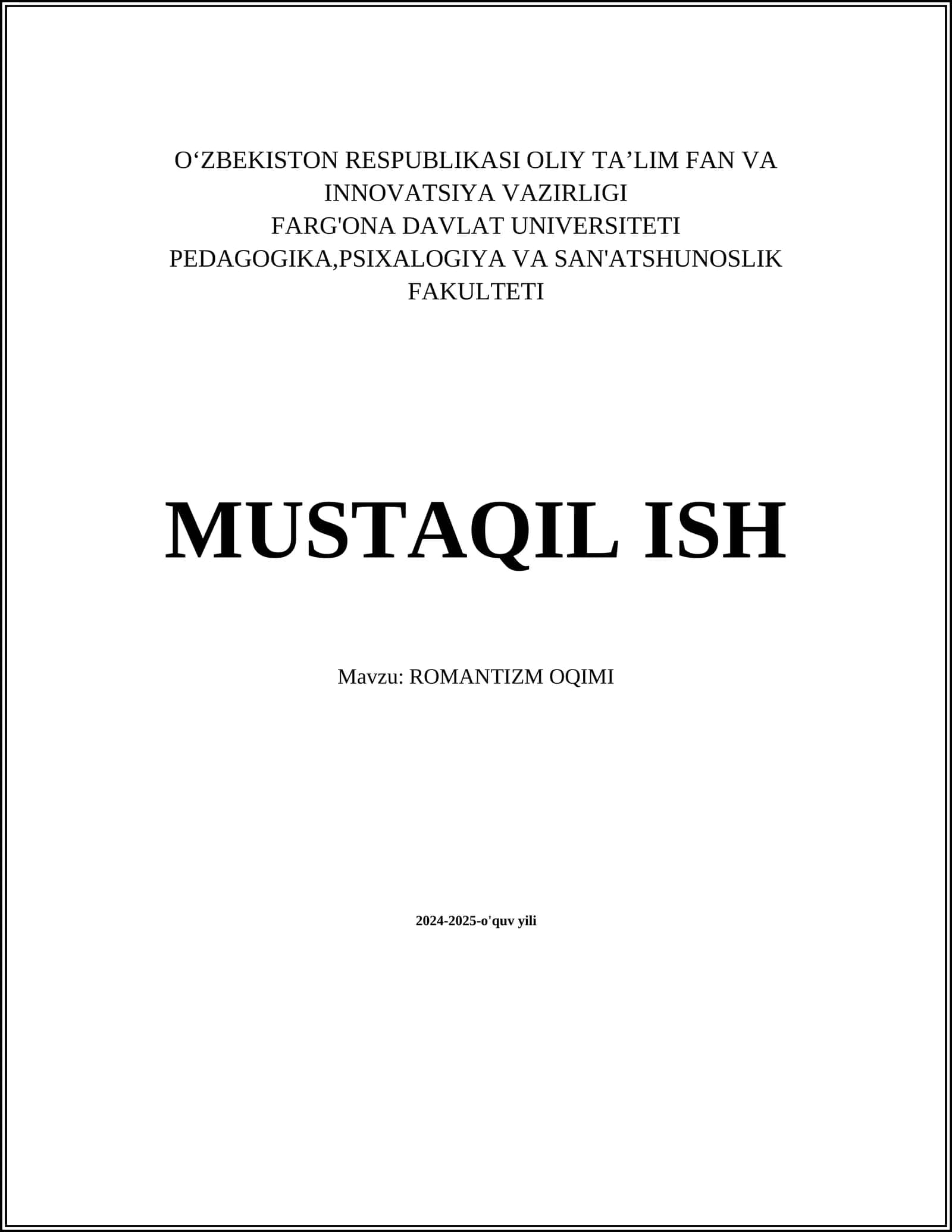 ROMANTIZM OQIMI 1