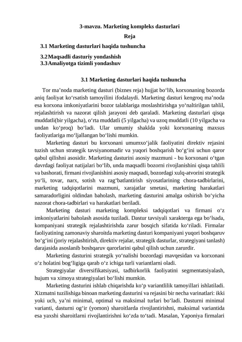 Marketing kompleks dasturlari 1