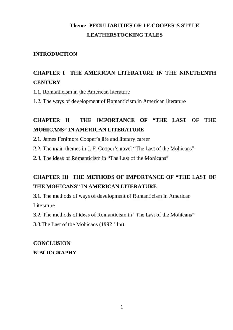 THE LAST OF THE MOHICANS 1