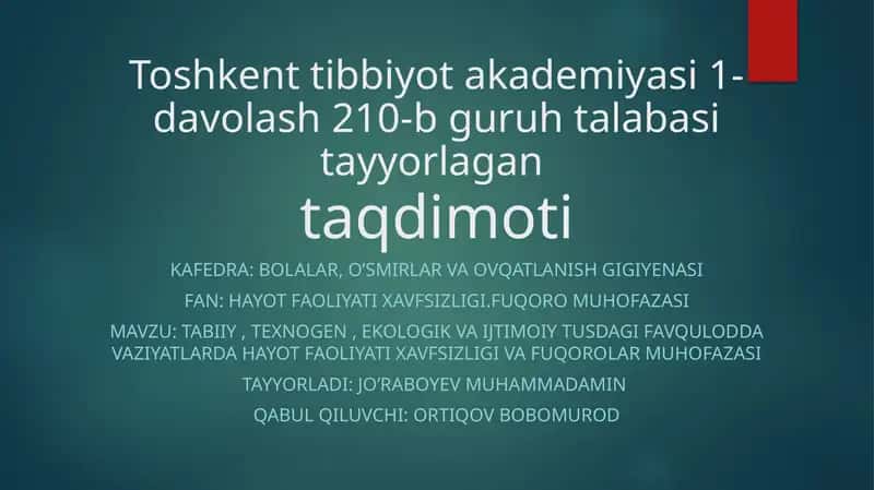 Toshkent Tibbiyot Akademiyasi 1