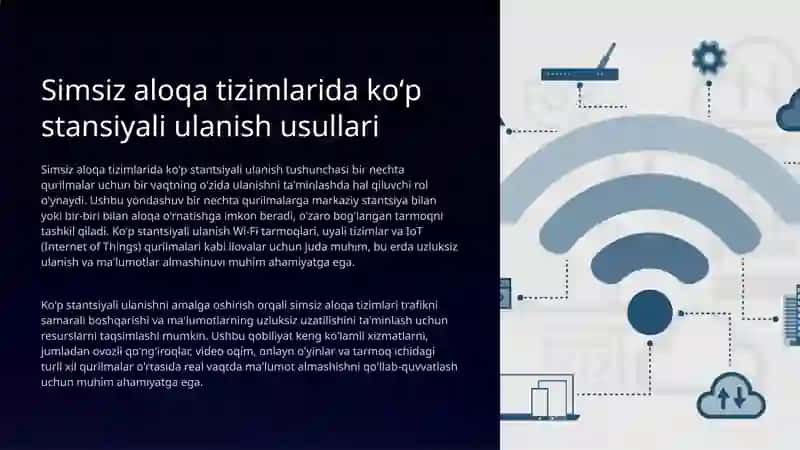 Simsiz aloqa tizimlarida koʻpstantsiyali ulanish usullari