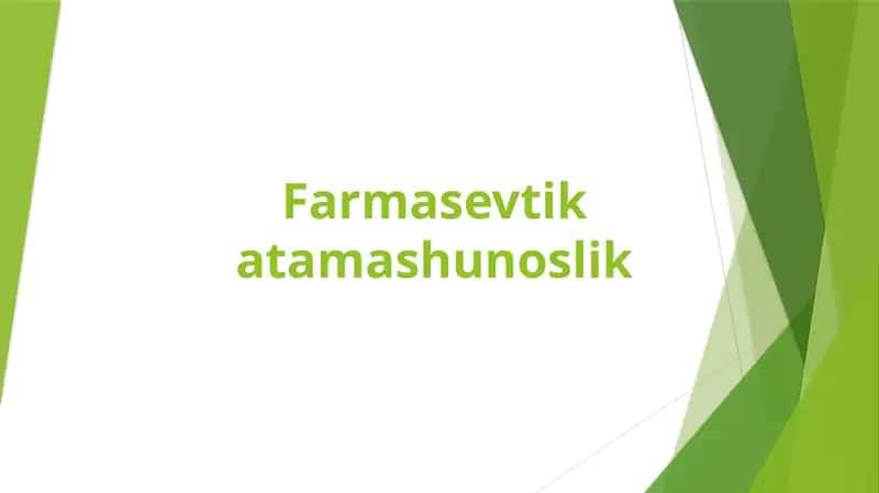 Farmatsevtika tamashunoslik 1