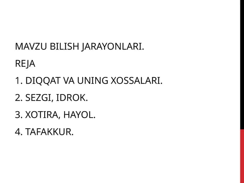MAVZU BILISH JARAYONLARI 1
