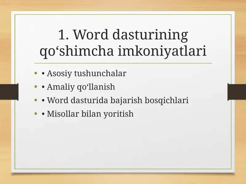 Word dasturining qo‘shimcha imkoniyatlari 1