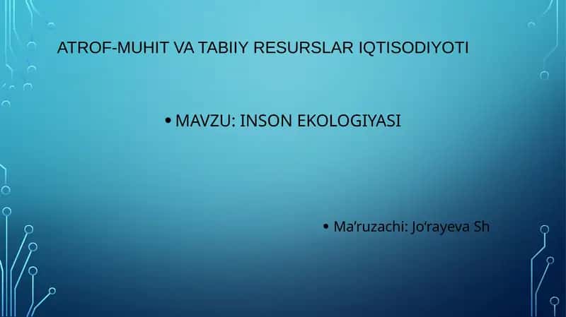 Atrof-muhit va tabiiy resurslar iqtisodiyoti 1