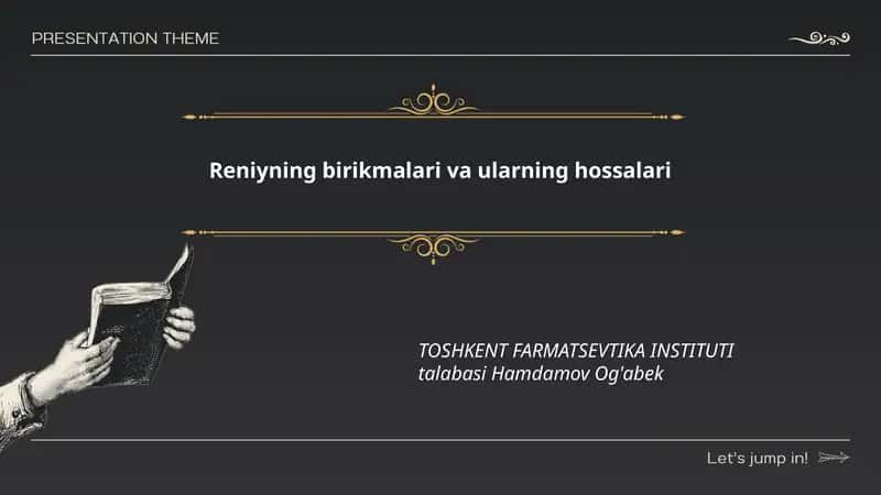 Reniyning birikmalari va ularning hossalari 1
