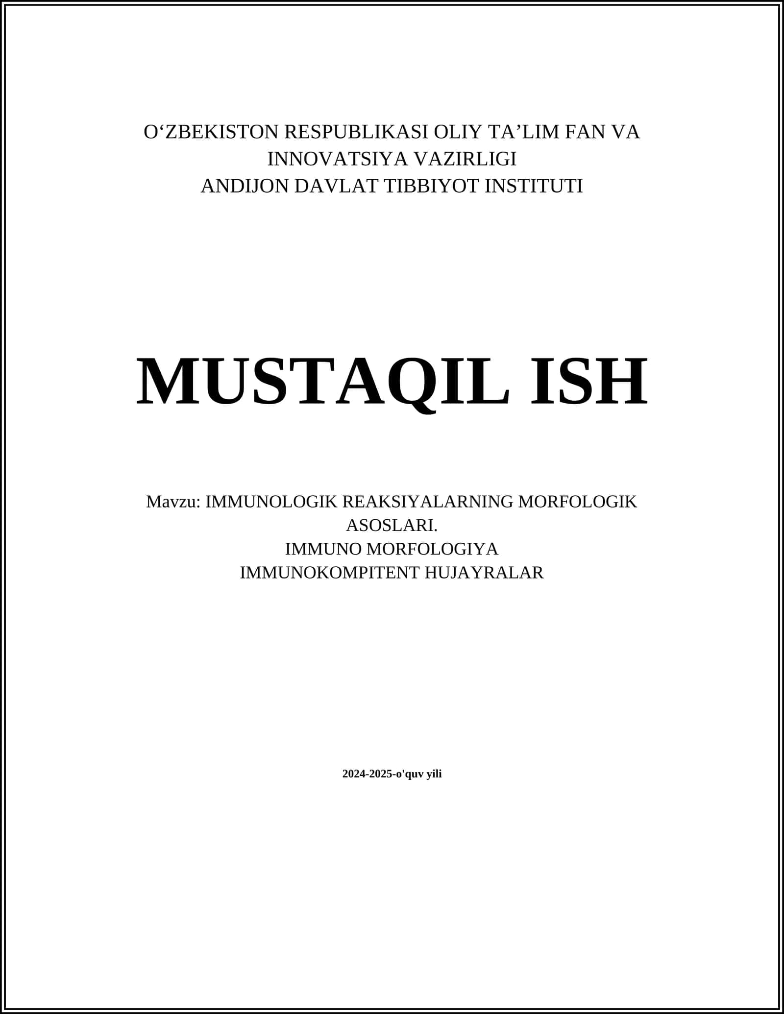 IMMUNOLOGIK REAKSIYALARNING MORFOLOGIK ASOSLARI 1