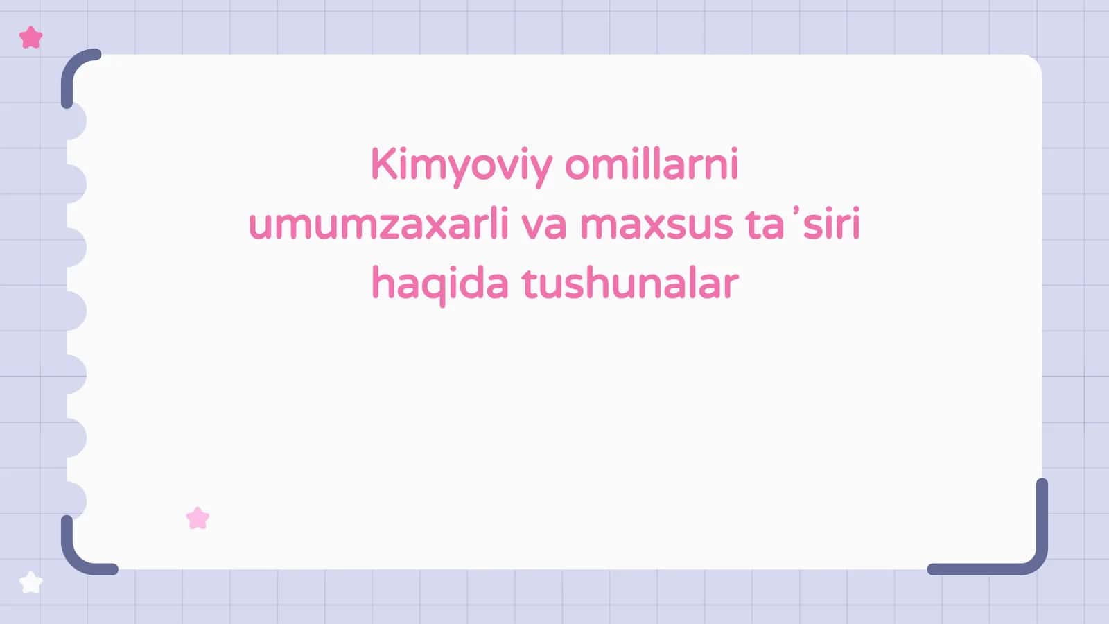 Kimyoviy omillarni umumzaxarli va maxsus taʼsiri haqida tushunalar 1