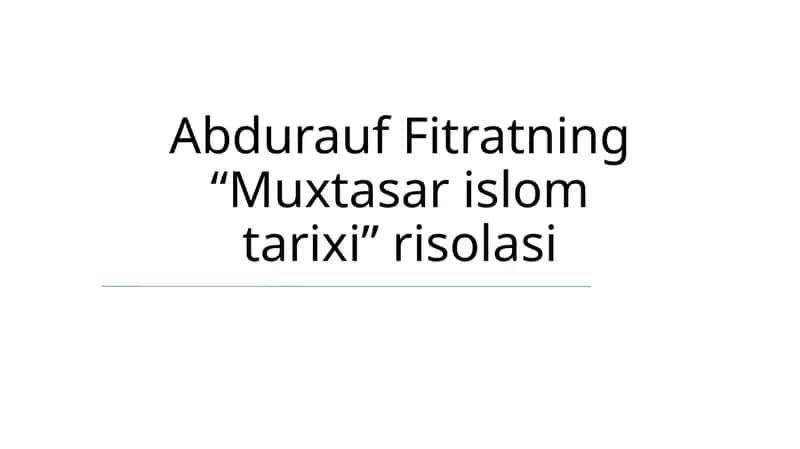 Muxtasar islom tarixi 1