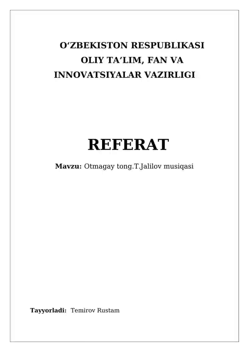 Otmagay tong.T.Jalilov musiqasi