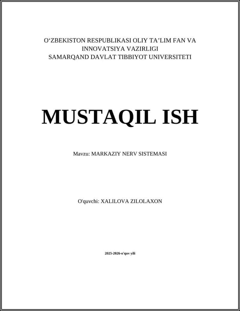 MARKAZIY NERV SISTEMASI 1
