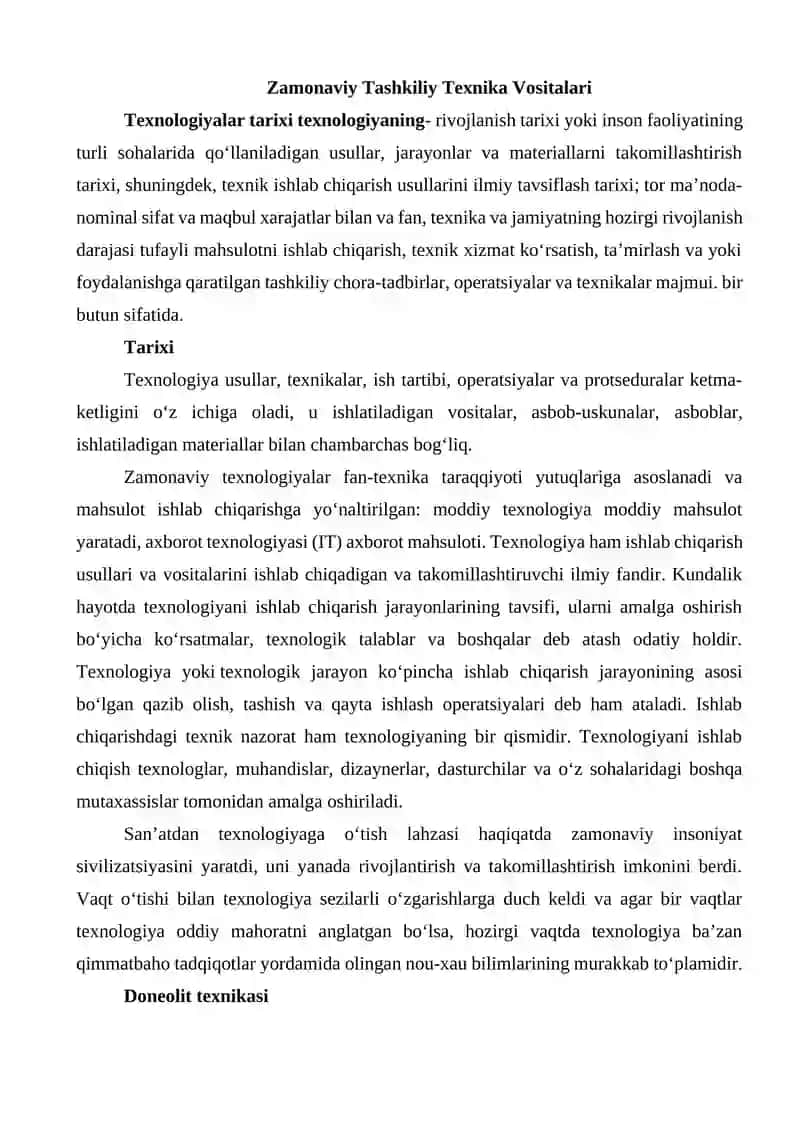 Zamonaviy Tashkiliy Texnika Vositalari