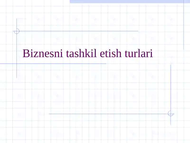 Biznesni tashkil etish turlari