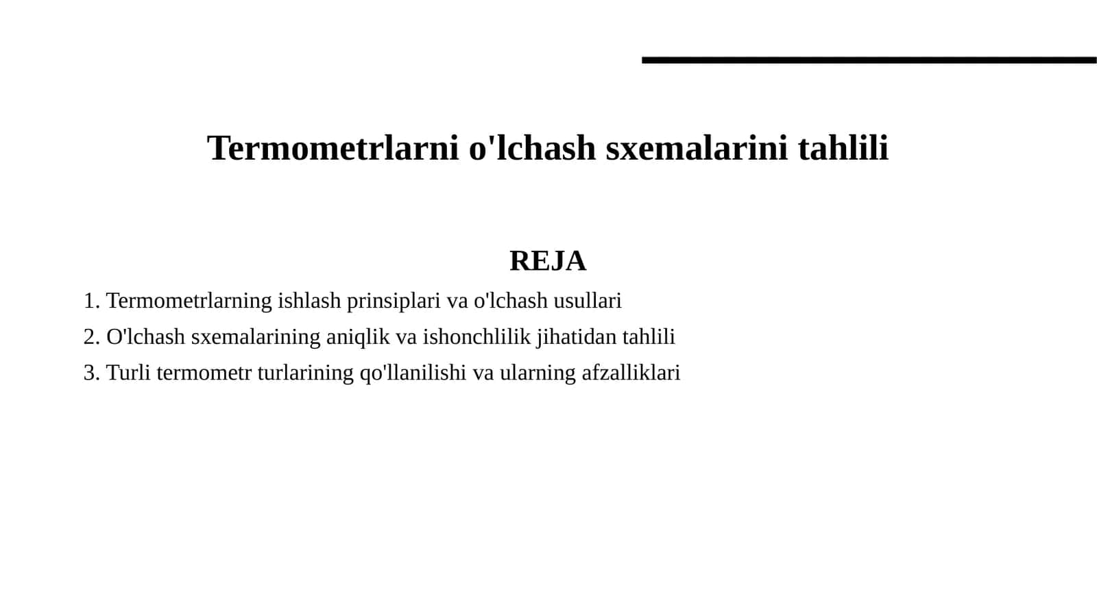 Termometrlarni o'lchash sxemalarini tahlili 1