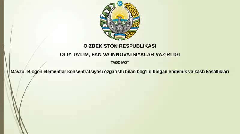 Biogenelementlar konsentratsiyasi 1