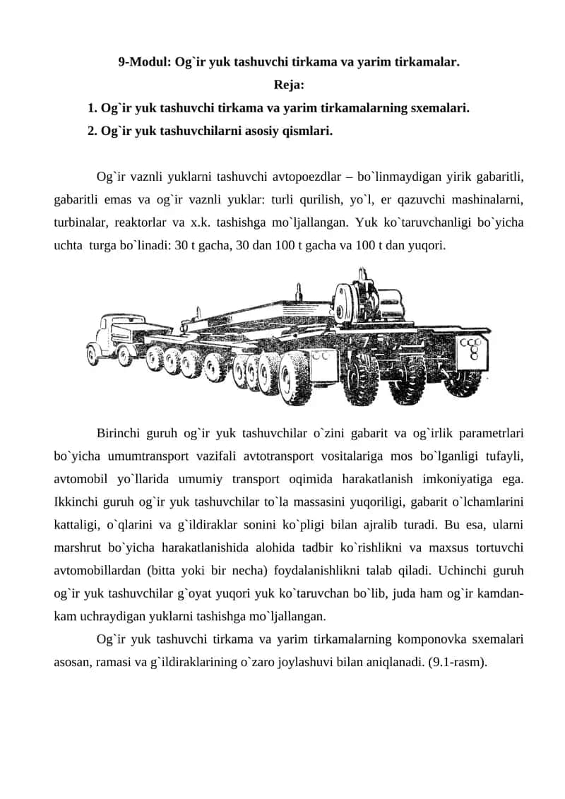 Og`ir yuk tashuvchi tirkama va yarim tirkamalar 1