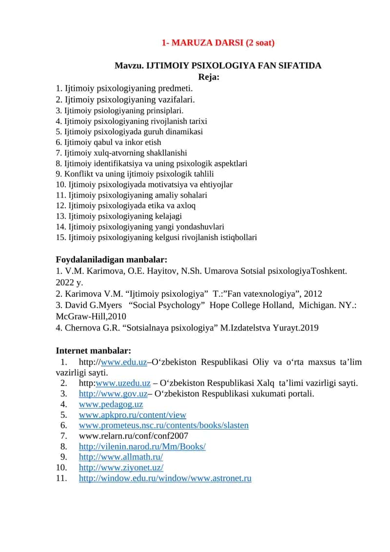 IJTIMOIY PSIXOLOGIYA FAN SIFATIDA 1