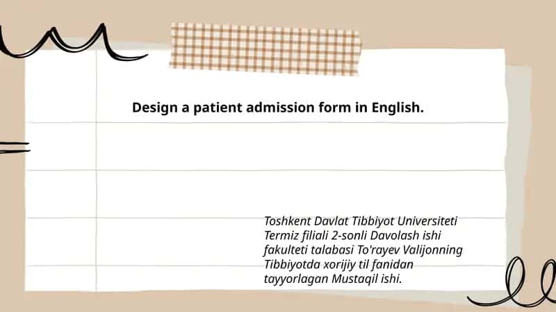 Patient Admission Form in English 1