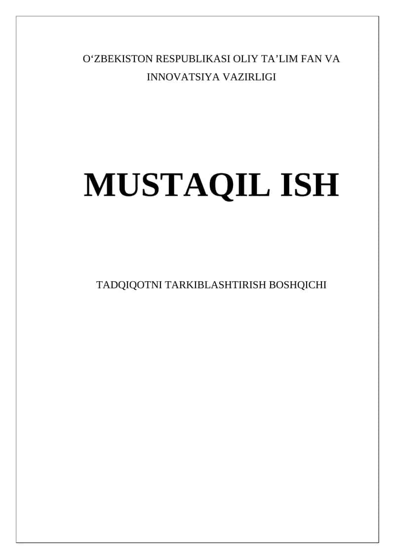Ilmiy Tadqiqotni Tarkiblashtirish Boshqichi 1